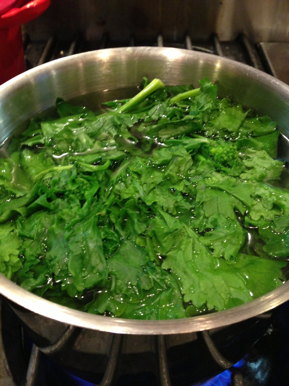 For the broccoli rabe, blanche it briefly in boiling waterâ€¦