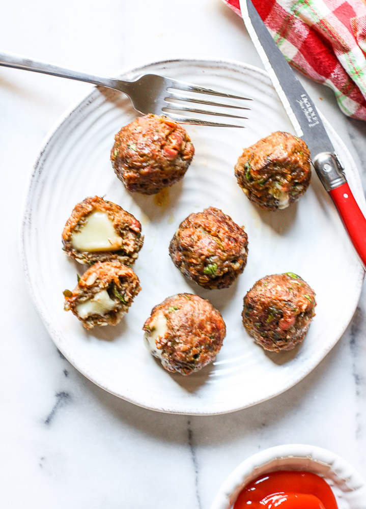 paleo cheese-stuffed meatballs